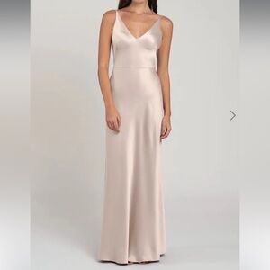 NEW Jenny Yoo Marla Dress Luxe Satin Prom Bridesmaid Color Prosecco